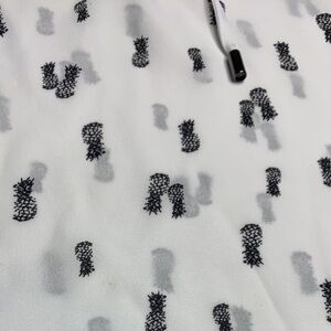 White and Black Pineapple blouse cute tie on top.